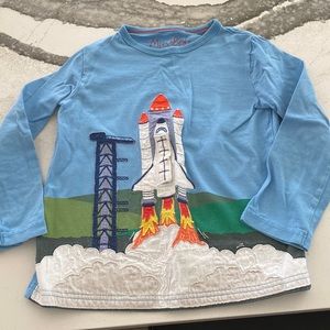 Boden Size 5-6 Rocket Ship Shirt